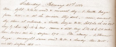 28 February 1880 journal entry